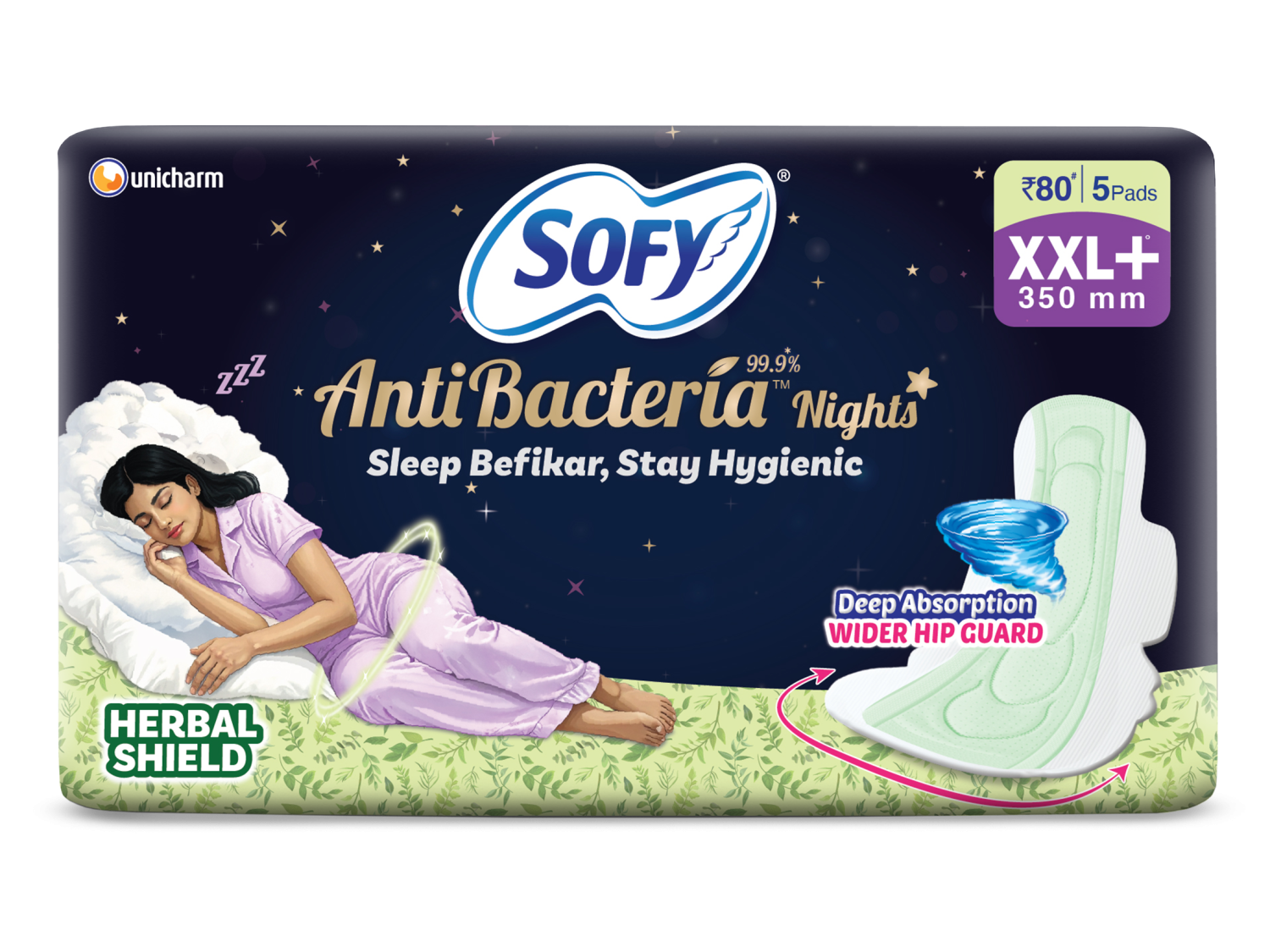 SOFY - ANTI BACTERIA NIGHTS XXL+ 350MM